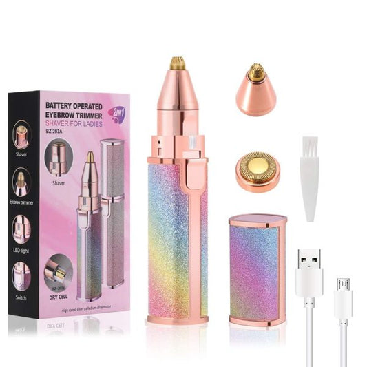 Flawless 2-in-1 Eyebrow Trimmer | Rechargeable Hair Remover and Cleaning Brush